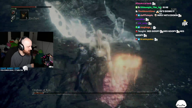 Tectone beats Orphan of Kos (one of the hardest bosses in all of souls games) in one try blind.