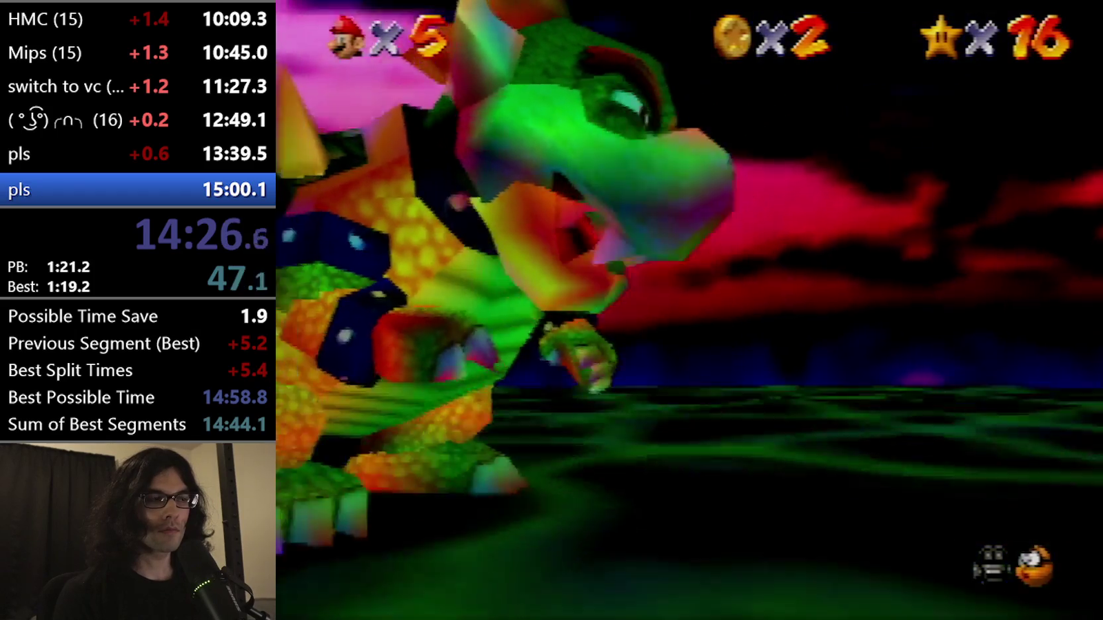 spedrunner slipperynip has achieved a 14:58.9 in the SM64 16 star category. He is the third runner to achieve a time under 15 minutes.