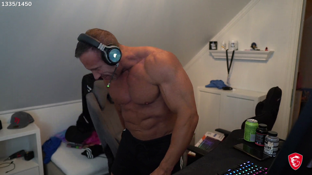 Knut shows off his competition physique