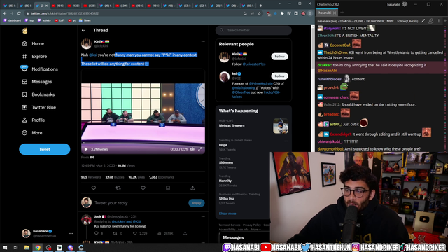 Hasan on KSI saying a racist slur...
