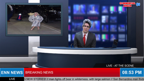 Streamer creates a News show where Chat submits images and then he improvises news stories about them