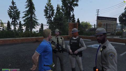 Stan and some cops attempt to mimic a certain character's voice