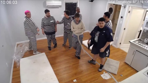 prison guard greek making the inmates have a dance off
