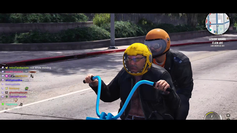 Harmless successfully baited Jerma into pressing F while riding a motorcycle