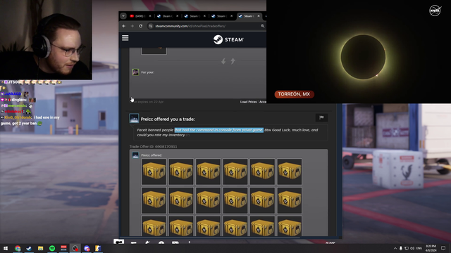 ohnepixel has a realization while yapping about counter strike and watching the solar eclipse