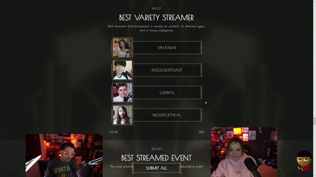 Nick left in shock at "Best Variety Streamer" category