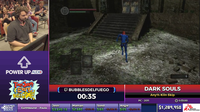 Bubbles gets a friend request on steam during Dark Souls @ SGDQ 2017