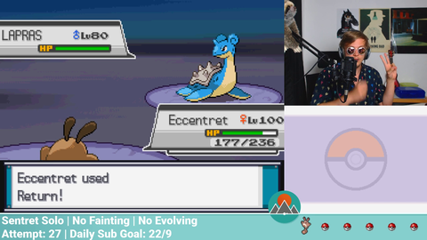PokemonChallenges wins his HeartGold Sentret Solo Run by finally defeating Red