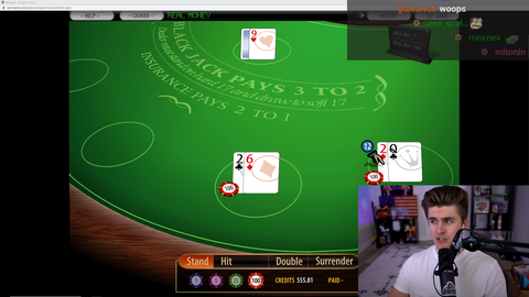 Ludwig teaches stream how to play blackjack