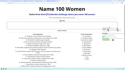 Erobb221 Fails The "Name 100 Woman" Challenge, Managing Just 21 Correct Guesses After 12 Minutes