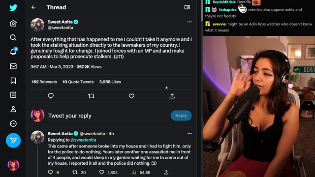 SweetAnita talks about her stalker and claims he broke into her house and had to psychically fight him