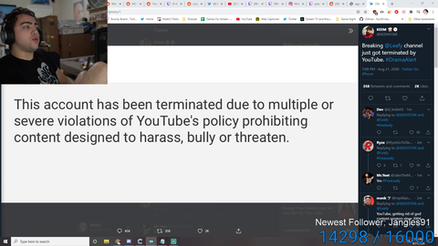 Leafy's Youtube channel has been terminated.