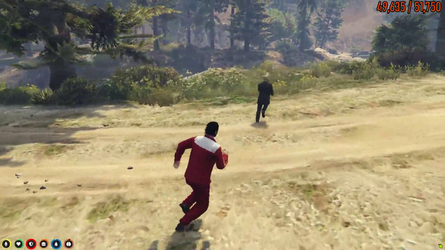 Eugene falls into the lake.