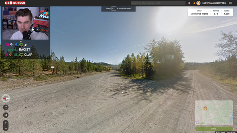Ludwig makes a guess in Geoguessr