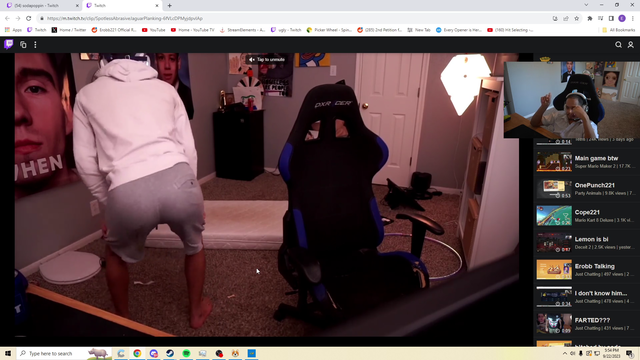Erobb gets caught watching his own clip