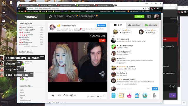 Streamer pours icing into his mouth while guested on YouNow