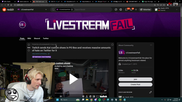 Guys Twitch sent xQc shoes, someone run over to twitter.