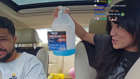 Cinna shows nmp how she cleans her windshield 