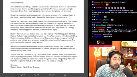 Magnus Carlsen - My statement regarding the last few weeks.