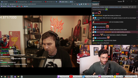 Hasan on Train undermining his Turkey earthquake fundraiser and calls him out for promoting crypto gambling
