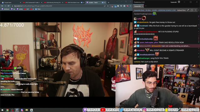 Hasan on Train undermining his Turkey earthquake fundraiser and calls him out for promoting crypto gambling