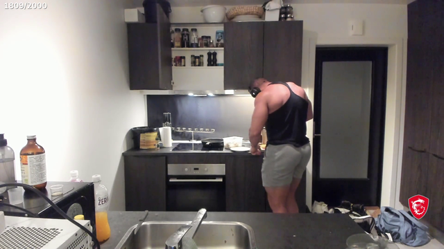 Knut lightly salts his dinner