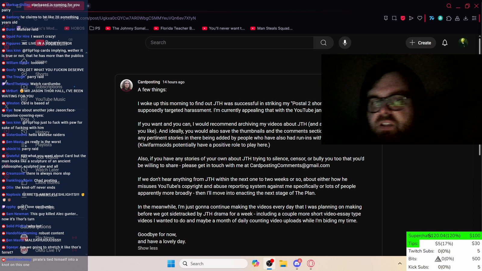 Jason "PirateSoftware" Hall continues to bully smaller creator - Chud's Take