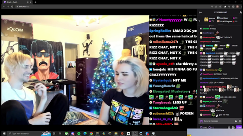 apply third wheeling while xqc talks to lady friend