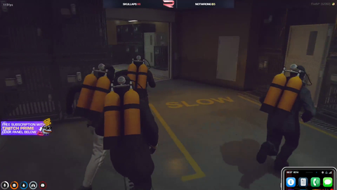 Ramee using a flute to make the police dance to gain advantage in a gunfight