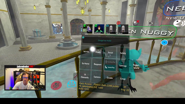 Jadez saves Jakenbake from a potential Twitch ban from a public world in VRChat