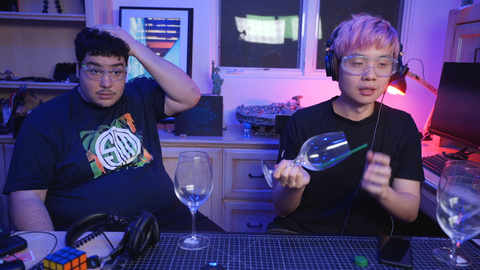 Albert breaks a glass with his angelic voice
