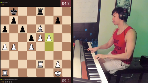 Pianist checkmates his opponent while playing Super Mario theme