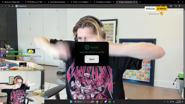 Xqc almost passes out doing the "67" challenge