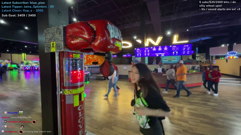 ExtraEmily absolutely obliterates arcade boxing machine