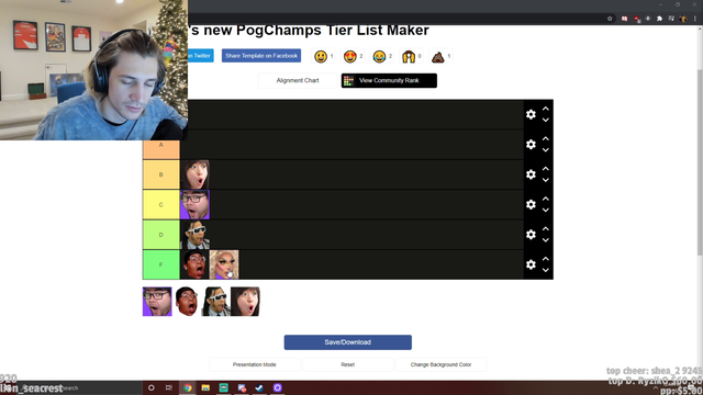 xQc PogChamp tier list - Ranks new PogChamp a FF