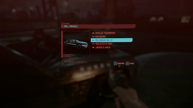 Vinny summons his ride in Cyberpunk 2077