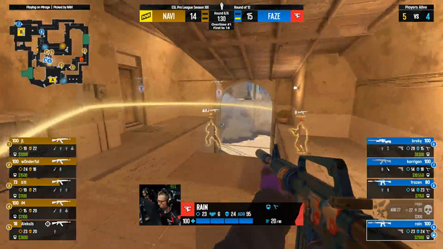 Karrigan (Faze) revenge (4v2) vs NAVI winning set