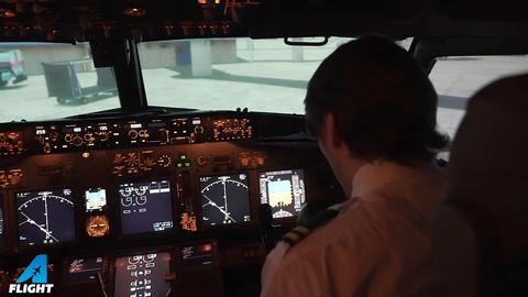 Jerma and Austin, who are about to fly a plane, struggle to put their seatbelts on