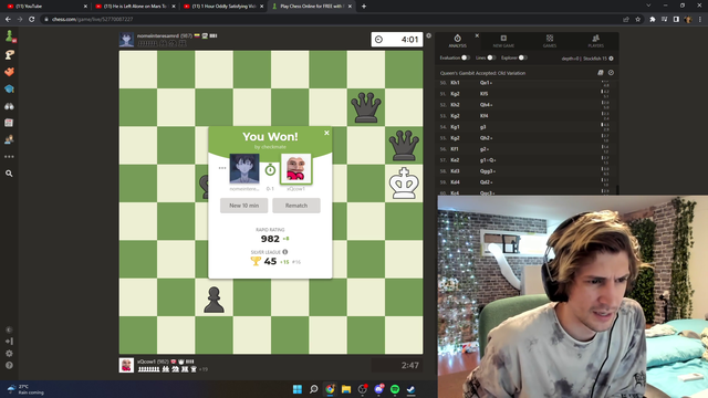 xQc plays a brilliant move on chess.com