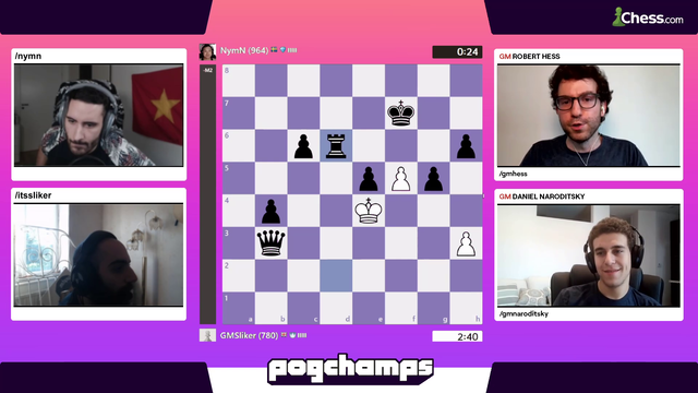 Nymn with the BM then realizes he's on the chess channel