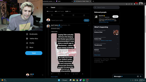 xQc's thoughts on people celebrating Andrew Tate having cancer