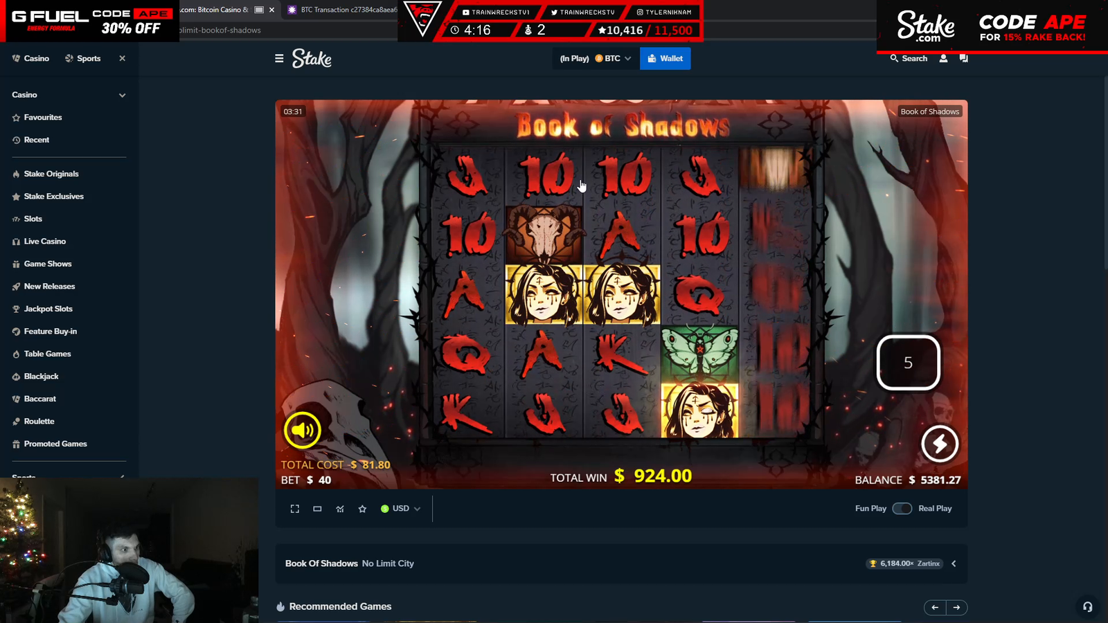 Train wins over 400k on slots