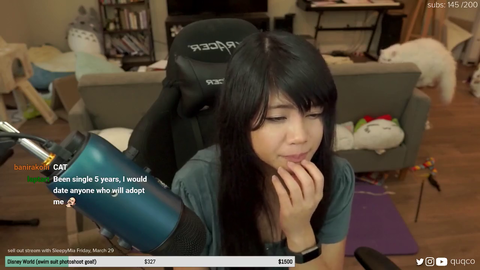Streamer shows off her cat with perfect timing