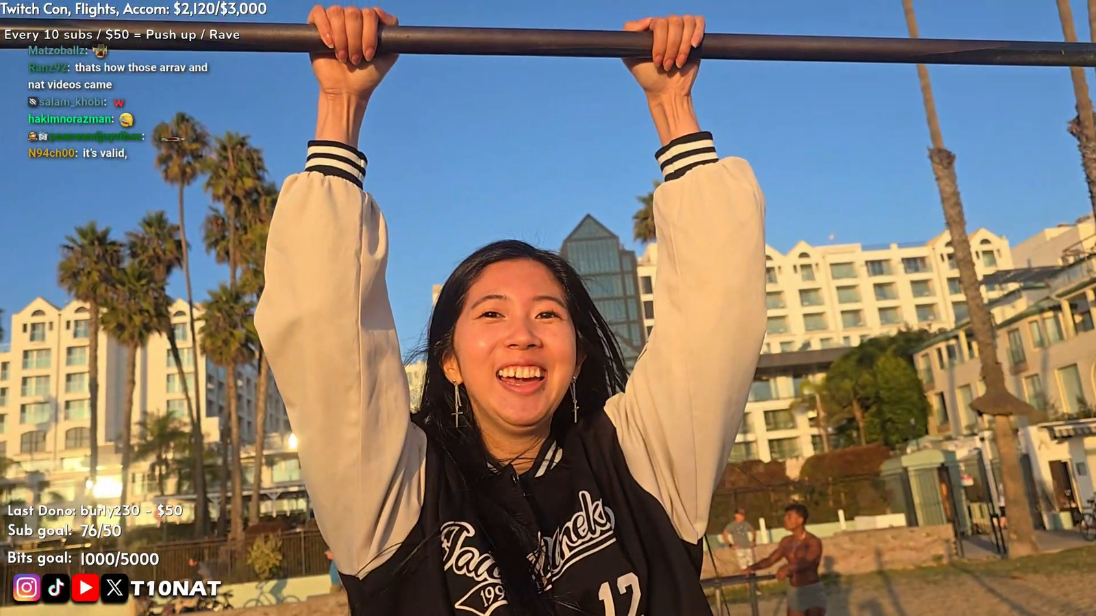 T10Nat does her pullups: