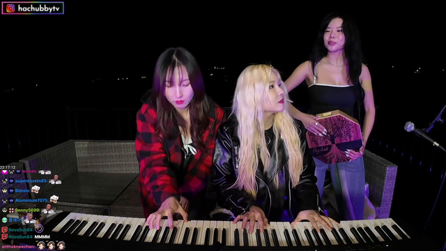 Hachu and Mia improvise on the piano
