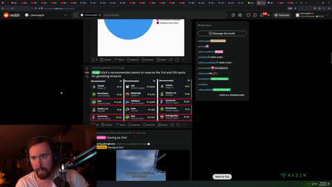 Kick site is hardcoded to promote gambling streams (3rd and 5th spot reserved)