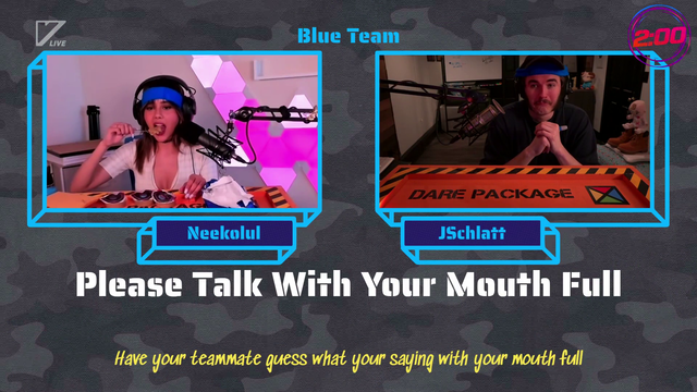Neekolul shoves butter in her mouth while reading phrases