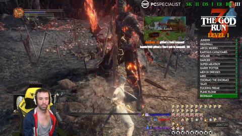 Dinossindgeil beats God Run 3 SL1 no-hit, Dark souls 1, 2, 3, Demon Souls, Bloodborne, Sekiro and Elden Ring, back to back without being hit at minimum level