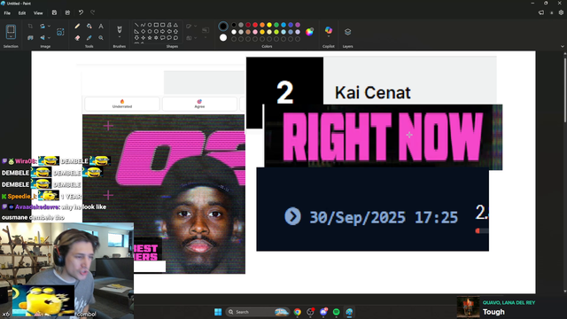 xQc laughs at complex top 25 streamers right now after putting Kai Cenat at number 2