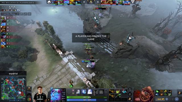 Dota casters making the best situation out of a lengthy pause